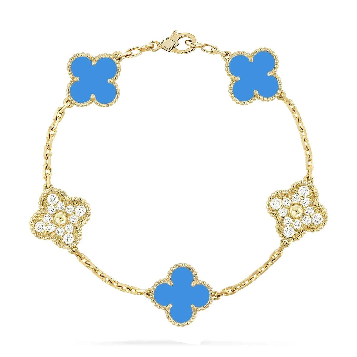 [AW]LUCKY CLOVER 5-MOTIF BRACELET - BLUE AGATE COLLECTION