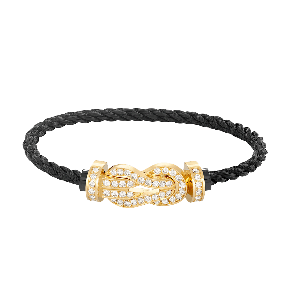 [AW]LARGE 8-FIGURE BUCKLE FULL DIAMOND BRACELET - GOLD