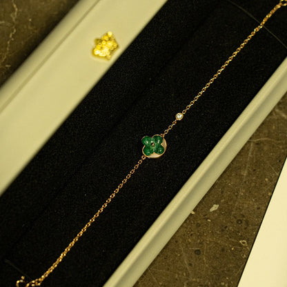 [AW]SUN MALACHITE 1 DIAMOND ROSE GOLD BRACELET