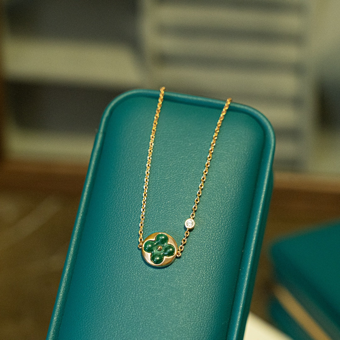 [AW]SUN MALACHITE 1 DIAMOND ROSE GOLD BRACELET