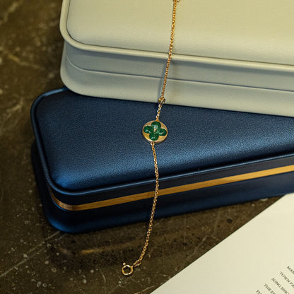 [AW]SUN MALACHITE 1 DIAMOND ROSE GOLD BRACELET