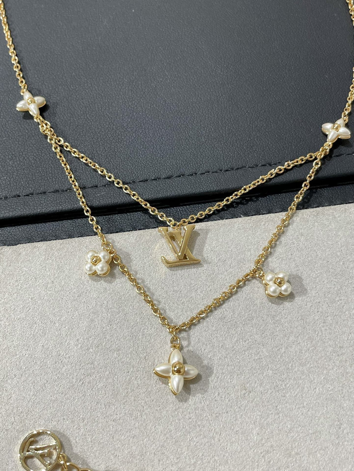 [AW]FLOWERGRAM GOLD MOP DOUBLE ROW NECKLACE