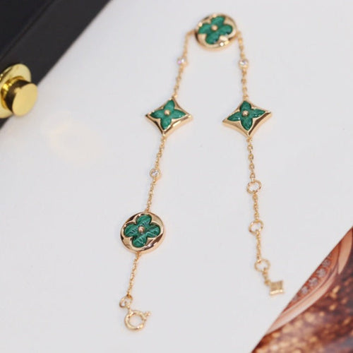 [AW]STAR AND SUN 4 MOTIF ROSE GOLD MALACHITE BRACELET