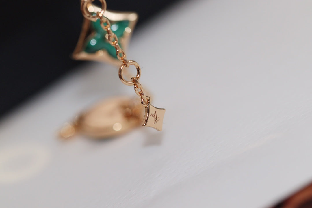 [AW]STAR AND SUN 4 MOTIF ROSE GOLD MALACHITE BRACELET