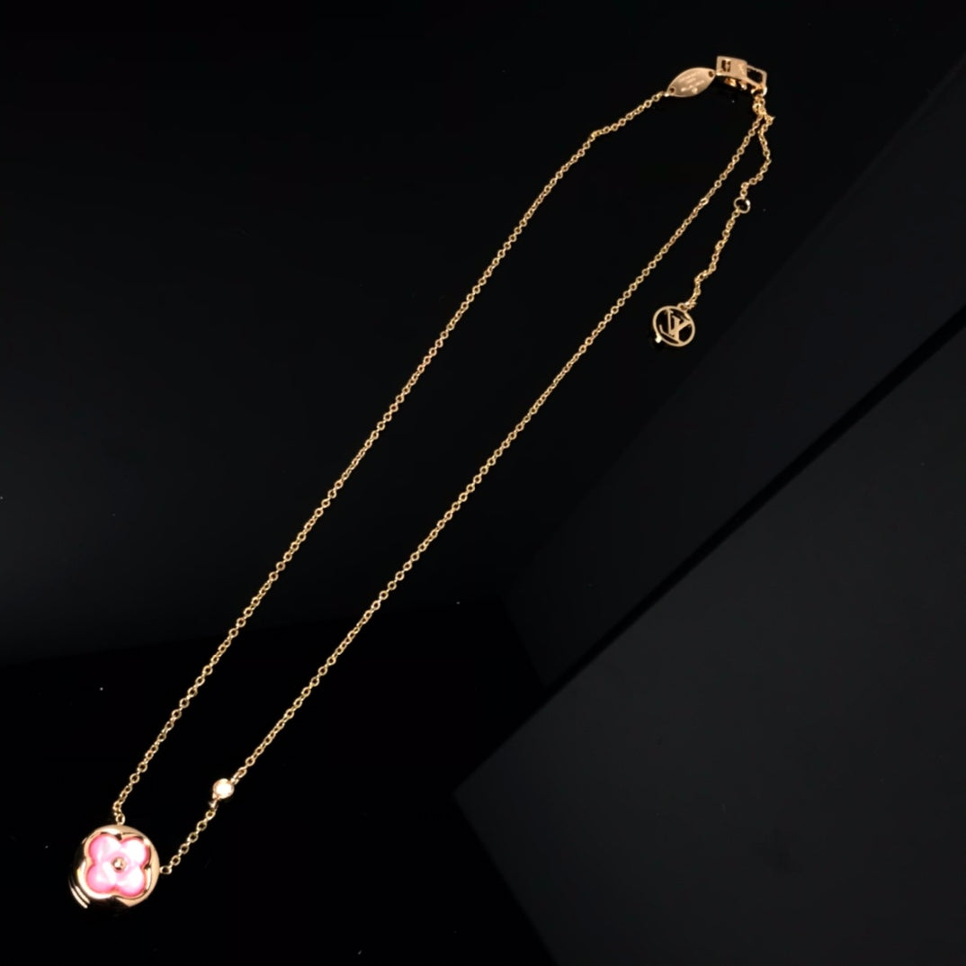 [AW]COLOR BLOSSOM PINK MOP SUN GOLD NECKLACE