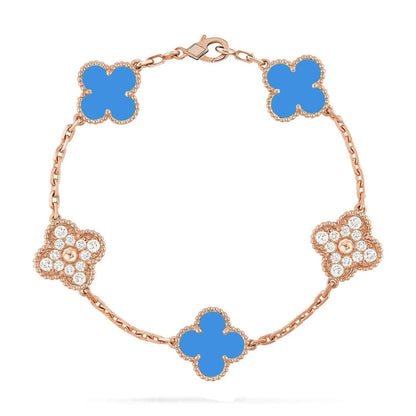 [AW]LUCKY CLOVER 5-MOTIF BRACELET - BLUE AGATE COLLECTION