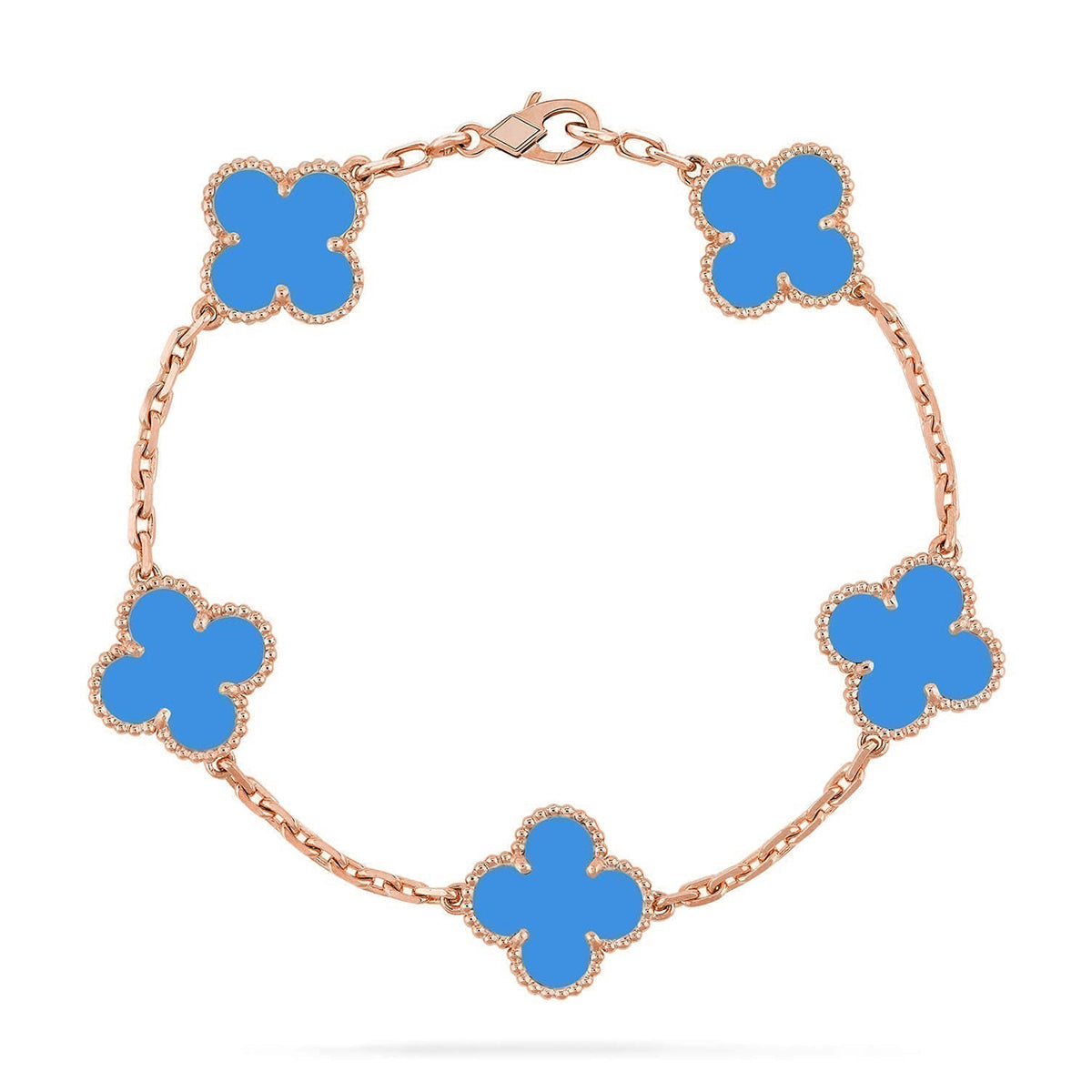 [AW]LUCKY CLOVER 5-MOTIF BRACELET - BLUE AGATE COLLECTION