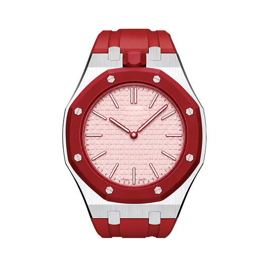 [AW]OAK POP RED STEEL SILICONE STRAP