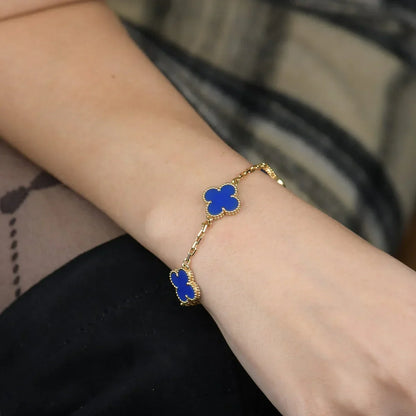 [AW]LUCKY CLOVER 5-MOTIF BRACELET - BLUE AGATE COLLECTION