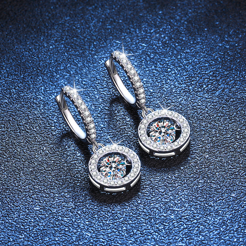 [AW]DANCING MOISSANITE HALO DROP HOOP EARRINGS