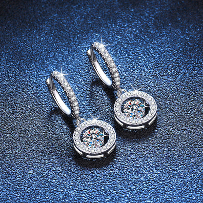 [AW]DANCING MOISSANITE HALO DROP HOOP EARRINGS
