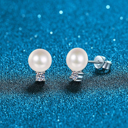 [AW]ELEGANT NATURAL PEARL & MOISSANITE DROP EARRINGS
