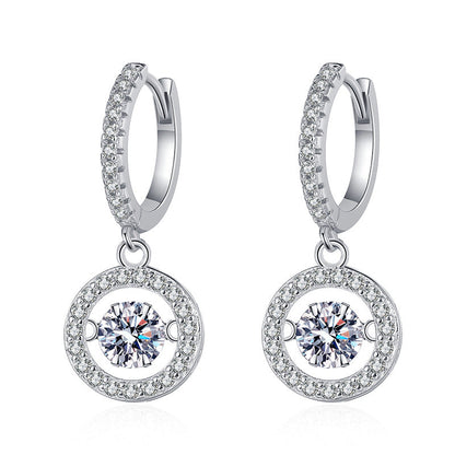 [AW]DANCING MOISSANITE HALO DROP HOOP EARRINGS