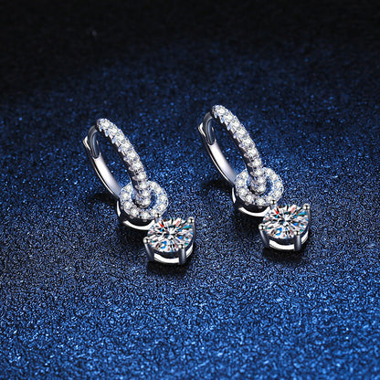 [AW]INTERLOCKING DOUBLE RING MOISSANITE DROP EARRINGS