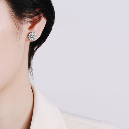 [AW]BLOOMING SUNFLOWER MOISSANITE STUD EARRINGS