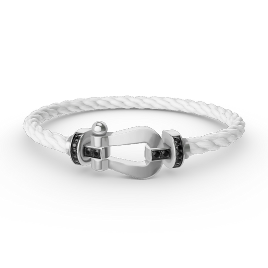 [AW]FORCE LARGE HORSESHOE BLACK DIAMOND BRACELET - WHITE GOLD