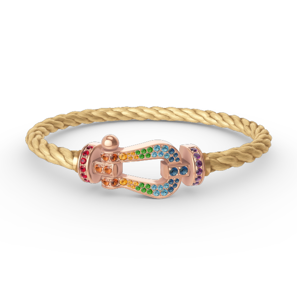 [AW]FORCE LARGE HORSESHOE COLORED DIAMOND BRACELET - ROSE GOLD