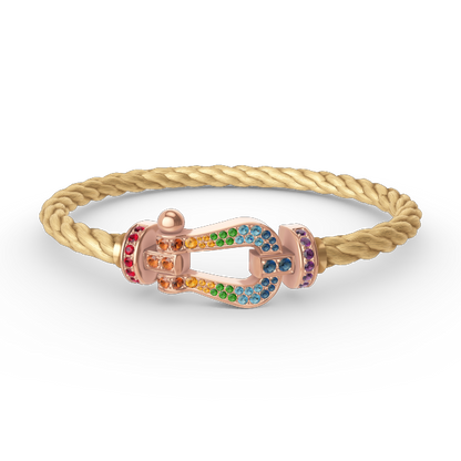 [AW]FORCE LARGE HORSESHOE COLORED DIAMOND BRACELET - ROSE GOLD