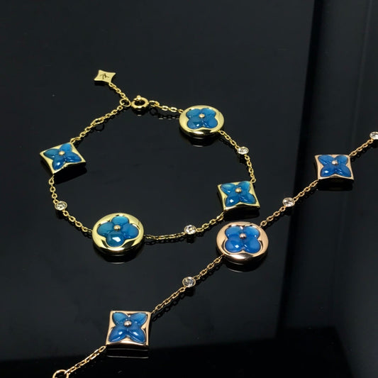 [AW]STAR AND SUN 4 MOTIF BLUE BRACELET